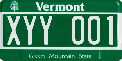 VT license plate XYY001