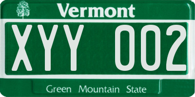 VT license plate XYY002