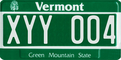 VT license plate XYY004