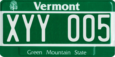 VT license plate XYY005