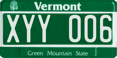 VT license plate XYY006