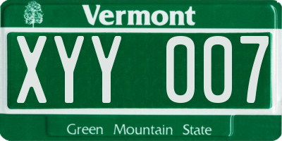 VT license plate XYY007