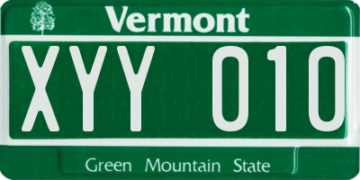 VT license plate XYY010