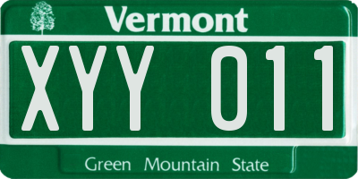 VT license plate XYY011