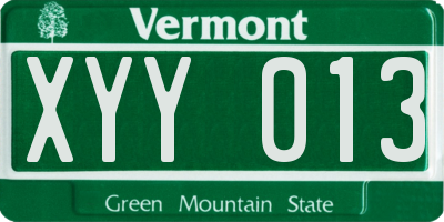VT license plate XYY013