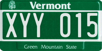 VT license plate XYY015