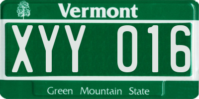 VT license plate XYY016