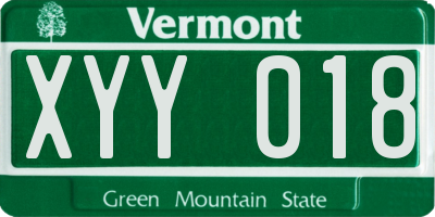 VT license plate XYY018