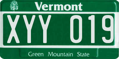 VT license plate XYY019