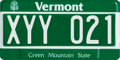 VT license plate XYY021