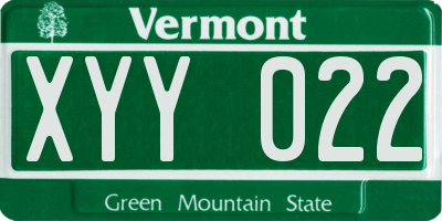 VT license plate XYY022