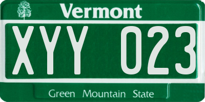 VT license plate XYY023
