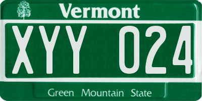 VT license plate XYY024