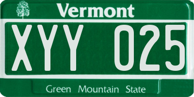 VT license plate XYY025