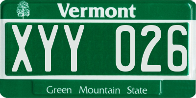 VT license plate XYY026