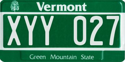 VT license plate XYY027