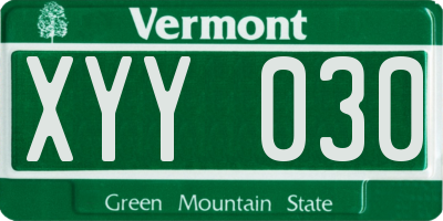 VT license plate XYY030
