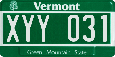 VT license plate XYY031