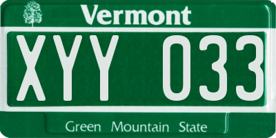 VT license plate XYY033