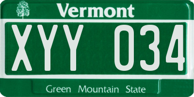 VT license plate XYY034