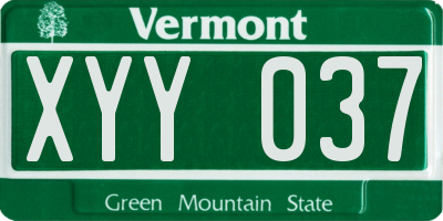 VT license plate XYY037