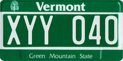 VT license plate XYY040