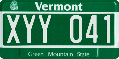 VT license plate XYY041