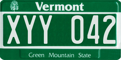 VT license plate XYY042