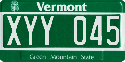 VT license plate XYY045