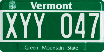 VT license plate XYY047
