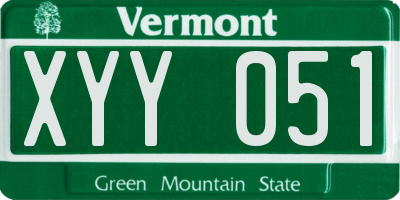 VT license plate XYY051