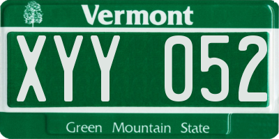 VT license plate XYY052