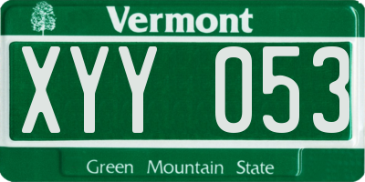 VT license plate XYY053