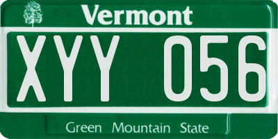 VT license plate XYY056