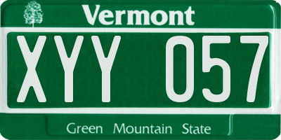 VT license plate XYY057
