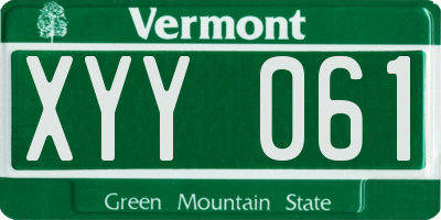 VT license plate XYY061