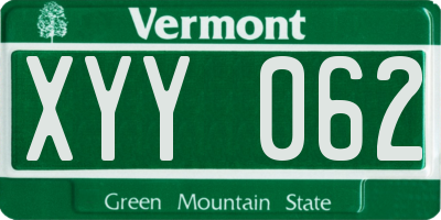 VT license plate XYY062