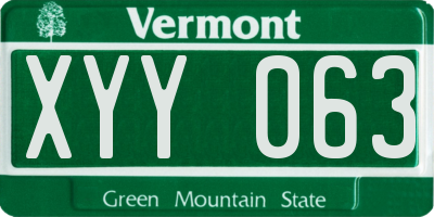 VT license plate XYY063
