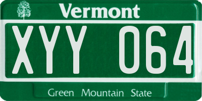 VT license plate XYY064