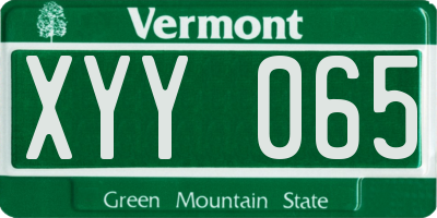 VT license plate XYY065