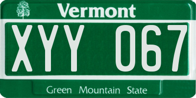 VT license plate XYY067