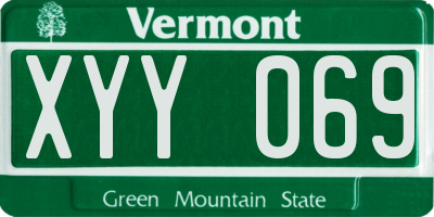 VT license plate XYY069