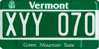 VT license plate XYY070