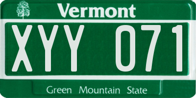 VT license plate XYY071