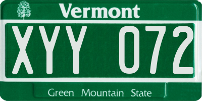 VT license plate XYY072