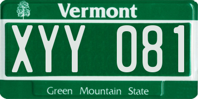 VT license plate XYY081