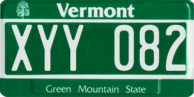 VT license plate XYY082