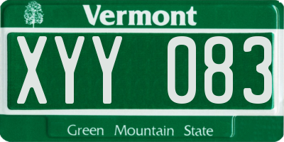 VT license plate XYY083