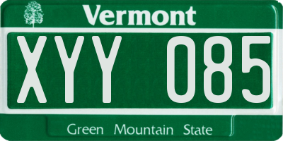 VT license plate XYY085