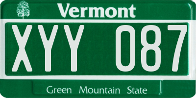 VT license plate XYY087